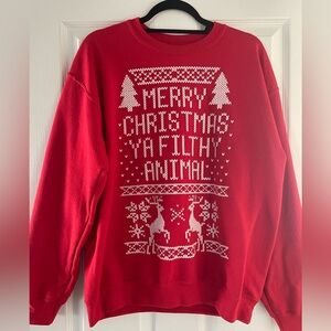 Red Merry Christmas Ya Filthy Animal Sweatshirt 
Womens size medium